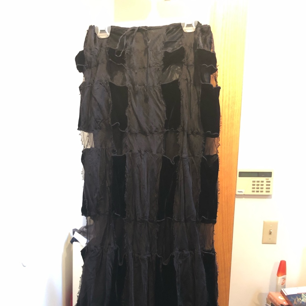 Ohm designer Boho chic black skirt, fine details